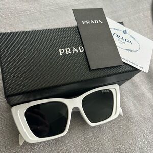 Prada White Frame Black Lens Men's Sunglasses